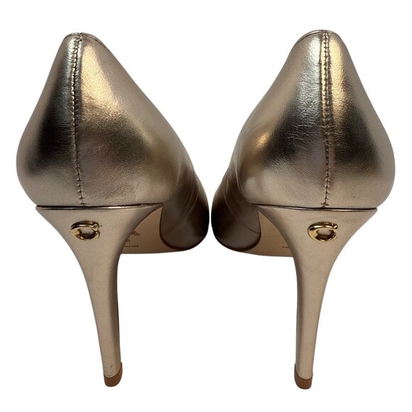 COACH Skyler Metallic Champagne Leather Stiletto Women's Size 8.5 - Picture 3 of 12